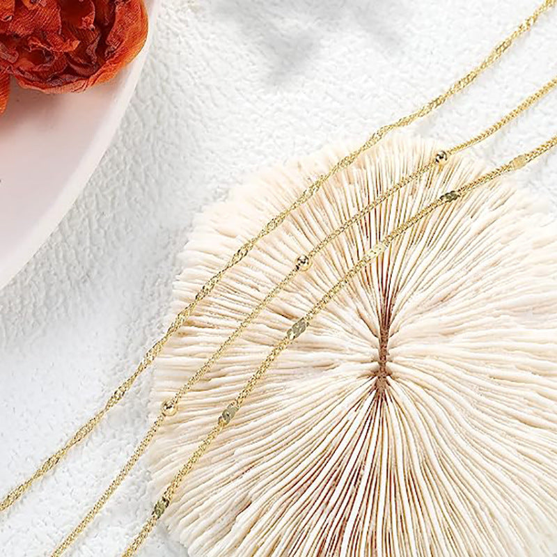 Damen zartes Fußkettchen-Set mit feinen Glieder- und funkelnden Zirkonia-Details Shop Nory
