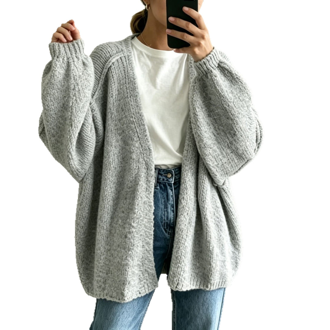 Damen Oversized Grobstrick-Cardigan mit weitem Ärmel Shop Nory