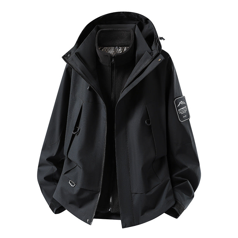 Unisex wasserfeste zweilagige Softshell-Regenjacke mit herausnehmbarem Fleecefutter und Kapuze Shop Nory