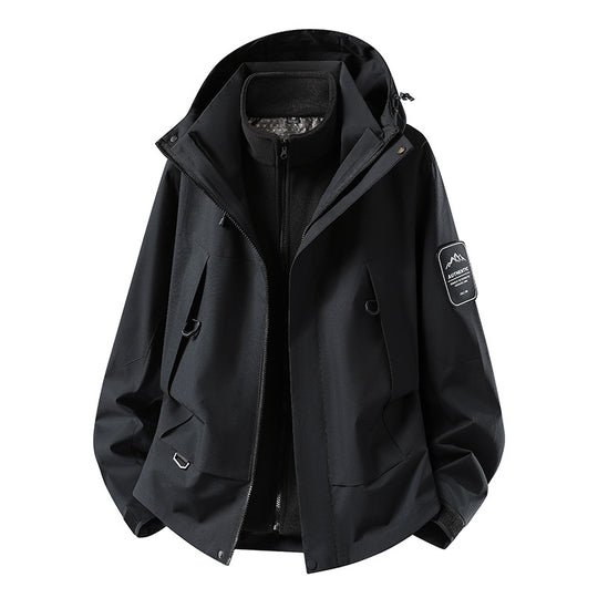 Unisex wasserfeste zweilagige Softshell-Regenjacke mit herausnehmbarem Fleecefutter und Kapuze Shop Nory
