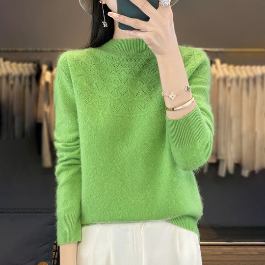 Damen Kuscheliger Mohair‑Optik Pullover mit Zierstruktur am Oberteil und Stehkragen Shop Nory