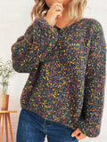 Damen komfortabler Strickpullover mit buntem Strukturmuster und weit geschnittenen Ärmeln