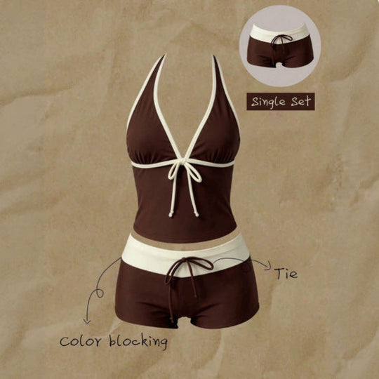 Damen Tankini mit modischem Punktmuster und verstellbarem Halter