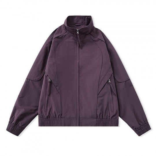 [Unisex] Leichte Boxy-Übergangsjacke mit Stehkragen, Raglanärmeln und Reißverschlusstaschen Shop Nory