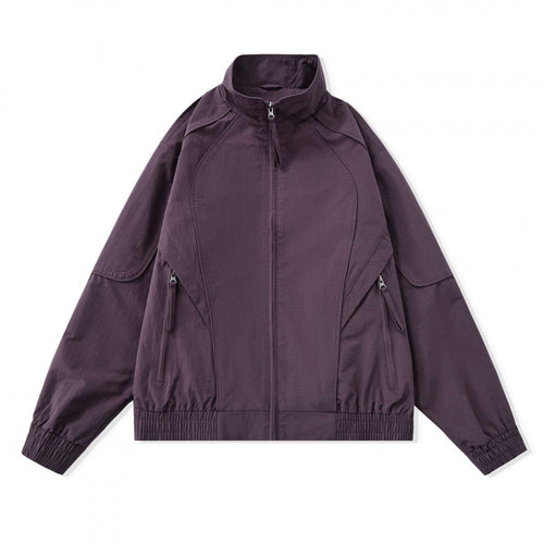 [Unisex] Leichte Boxy-Übergangsjacke mit Stehkragen, Raglanärmeln und Reißverschlusstaschen Shop Nory