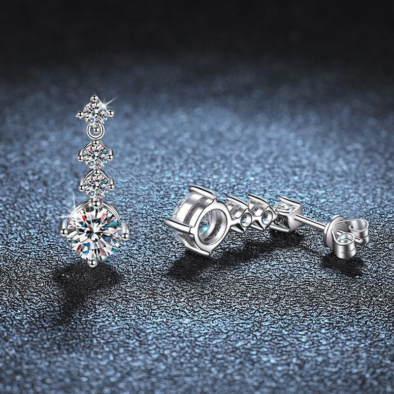 Vierstufige Zirkonia-Ohrhänger Aus Sterlingsilber mit Steckverschluss