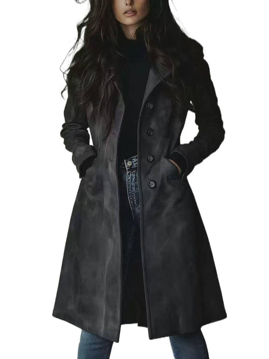 Damen taillierter Wollmantel mit Knopfleiste Shop Nory