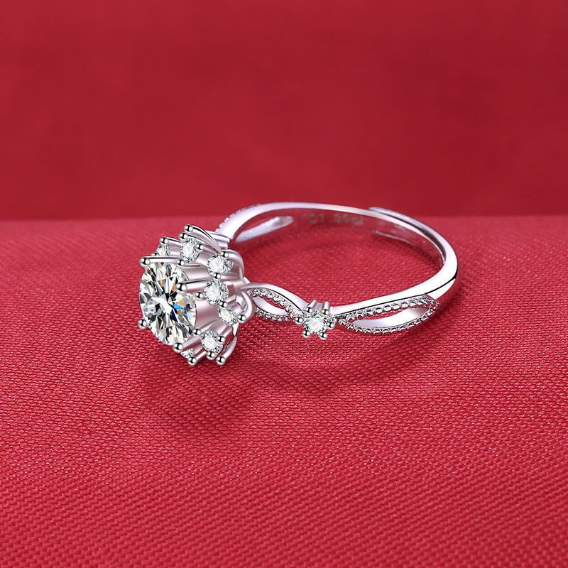 Damen eleganter Schmuckring mit floraler Zirkonia-Verzierung Shop Nory