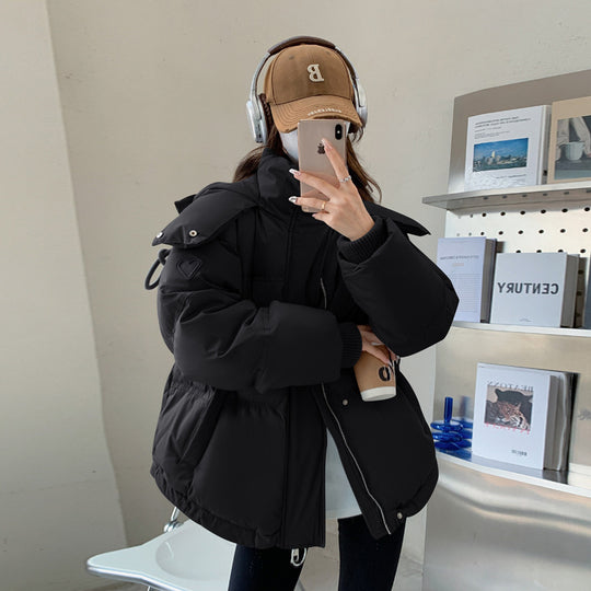 Damen nan oversized gesteppte Kurzjacke mit Kapuze, winddichter Fütterung und übergroßem Kragen Shop Nory