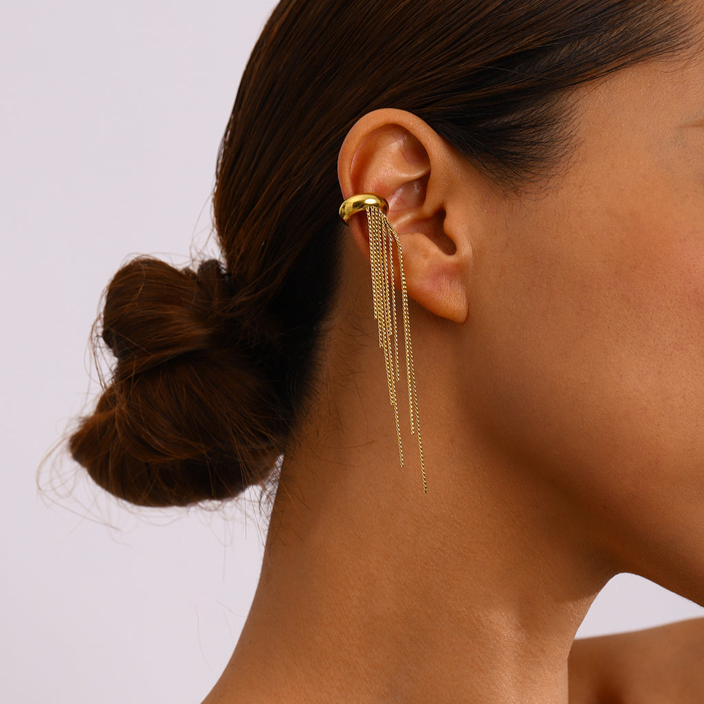 Damen Ohrhänger mit eleganten Kettenfransen aus hypoallergenem Edelstahl Shop Nory