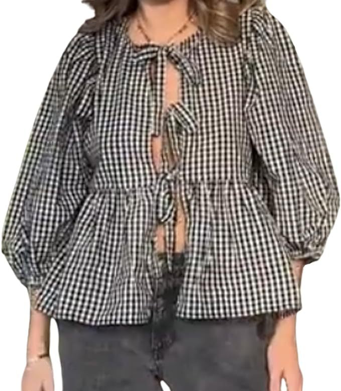 Damen Bluse mit voluminösen Ärmeln und modischem Leopardenmuster