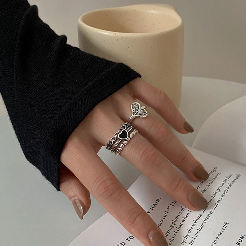 Damen Ring-Set mit Herzen und modernem Design Shop Nory