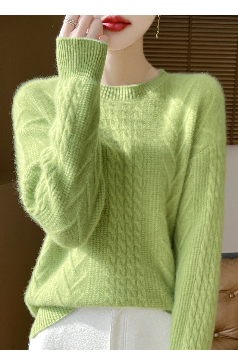 Damen Kurzpullover mit Zopfmuster, Rundhals und kaschmirähnlicher Weichheit Shop Nory