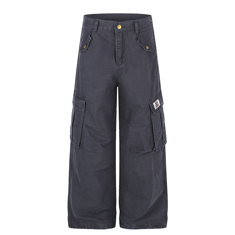 Damen Weite High‑Waist Cargo‑Hose mit großen Klappentaschen und Utility‑Details Shop Nory