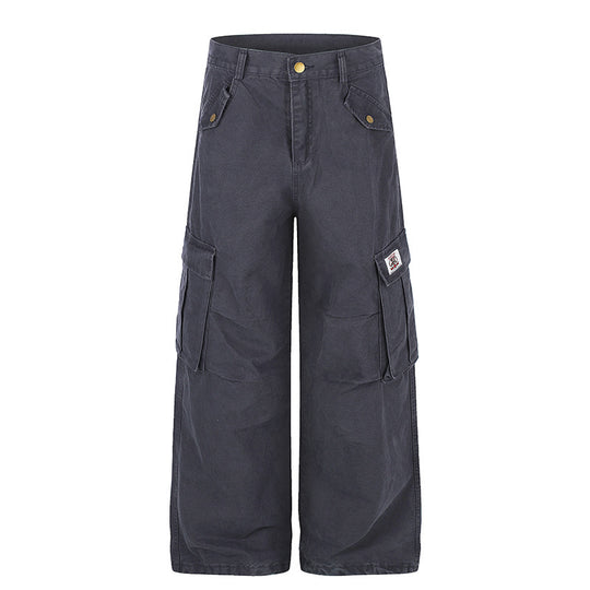 Damen Weite High‑Waist Cargo‑Hose mit großen Klappentaschen und Utility‑Details Shop Nory