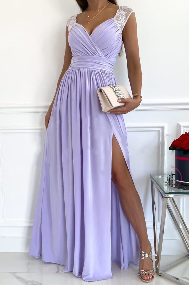 ShopNory | Damen Abendkleid mit elegantem V-Ausschnitt und Rüschendetails