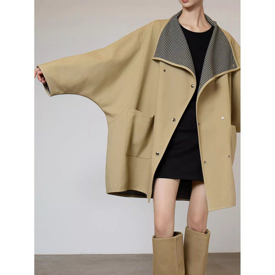 Damen Oversized Übergangsjacke mit kontrastierendem Kragen Shop Nory