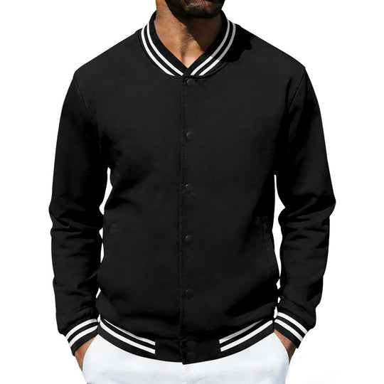 Herren Varsity-Bomberjacke aus Sweat mit gestreiftem Rippkragen Shop Nory