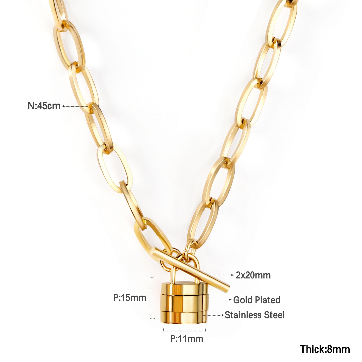 Damen Edelstahl Kette mit herzförmigem Anhänger und elegantem Toggleverschluss Shop Nory