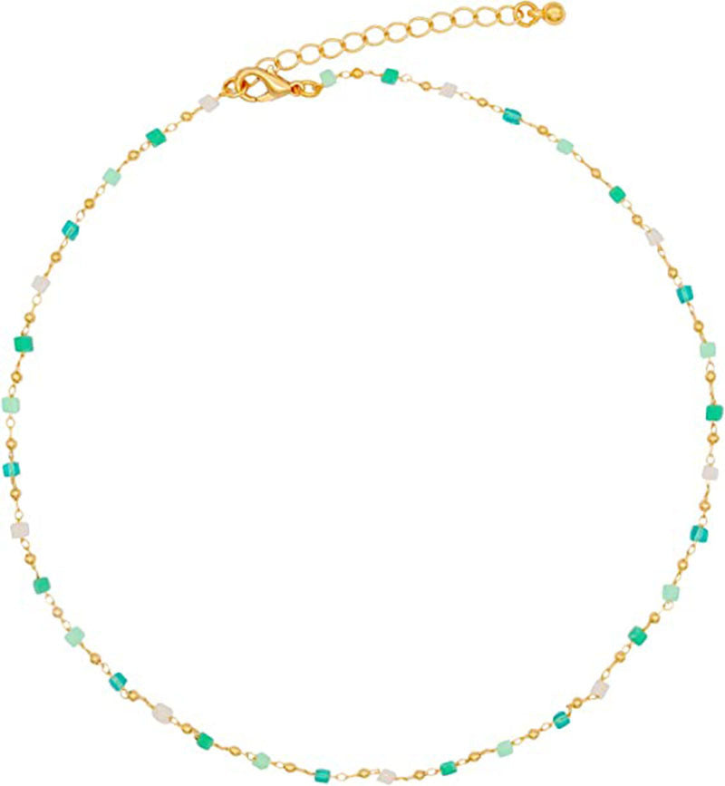 Damen zarte Kette mit bunten Kristallperlen Shop Nory