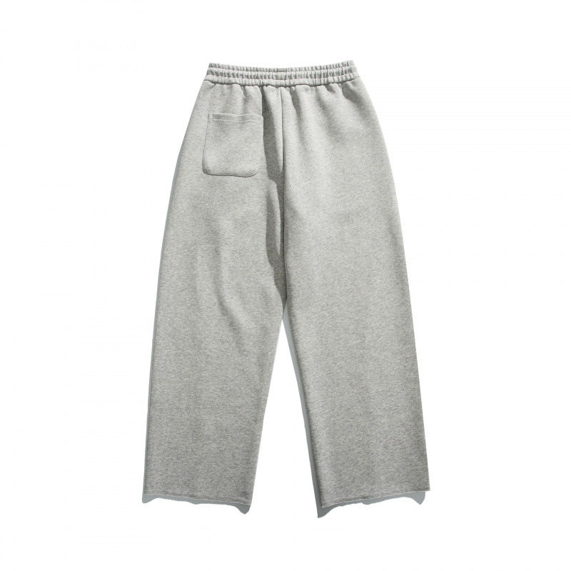 Unisex Weite Baumwoll-Fleece-Jogginghose mit Tunnelzug, Dekorativen Vordernähten und Raw-Saum Shop Nory