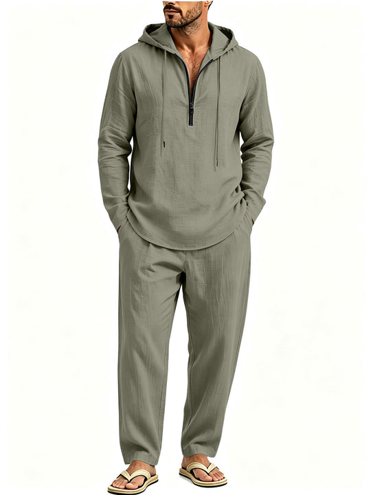 Herren Lässiges Lounge-Set mit Halbzip-Kapuzenpullover und locker sitzender Freizeit-Hose Shop Nory