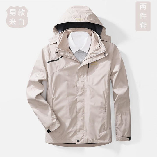 Herren zweilagige wasserdichte Outdoorjacke mit Fleecekragen und Kapuze Shop Nory