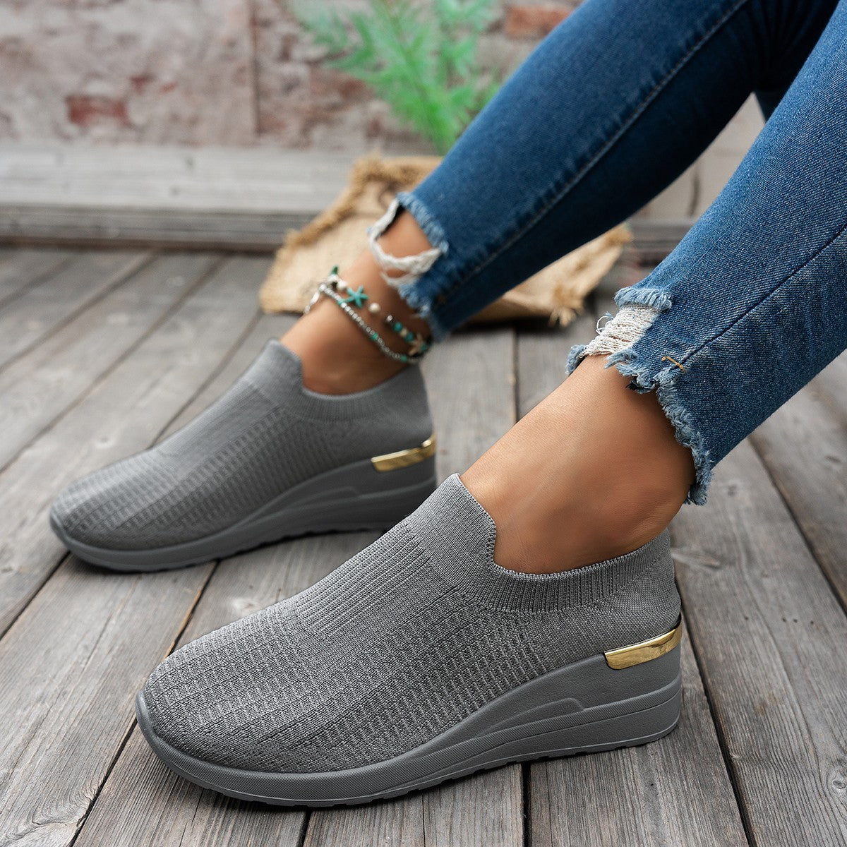 Damen Sneakers mit rutschfester Sohle und modischem Leopardenmuster