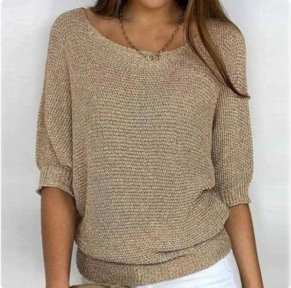 Damen nan legerer kastiger Feinstrickpullover mit weitem Ausschnitt Shop Nory