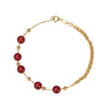 Damen zartes Armband mit hochwertigen roten Halbedelsteinen und goldener Gliederkette Shop Nory