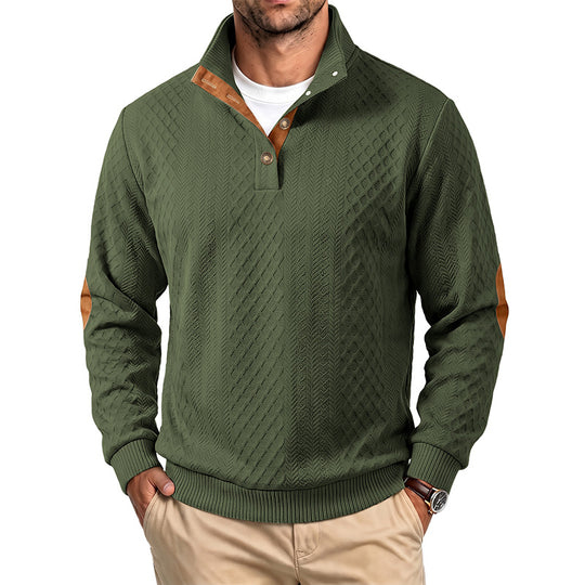 Herren Feinstrukturierter Troyer-Pullover mit Kragenbesatz und Ellbogen-Patches Shop Nory