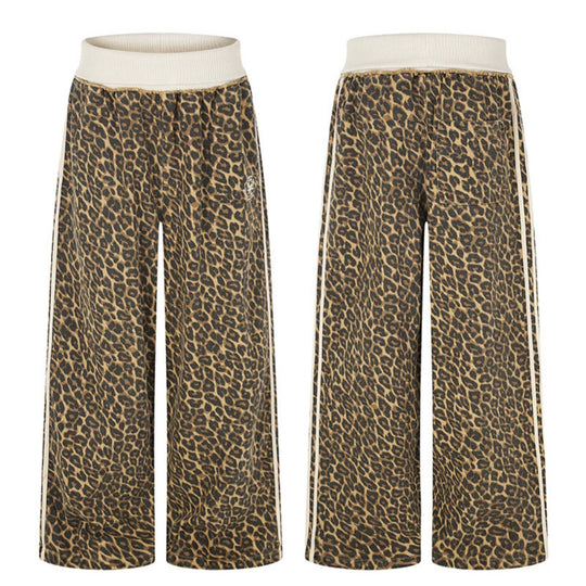 Damen weite Palazzo-Jogginghose mit Leopardenprint und elastischem Rippbund Shop Nory
