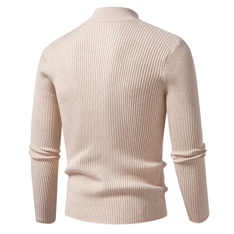 Herren Rippstrick-Mockneck-Pullover schmaler Schnitt thermischer Feinstrick Shop Nory