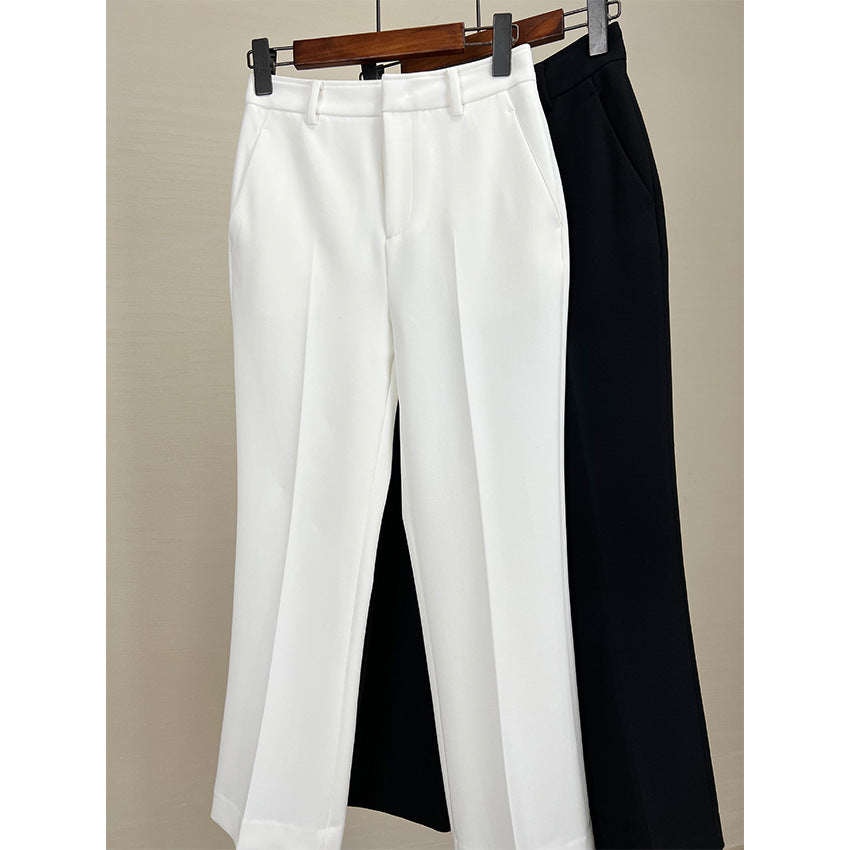 Damen Elegante gerade geschnittene Anzughose mit Bügelfalte und Eingrifftaschen Shop Nory