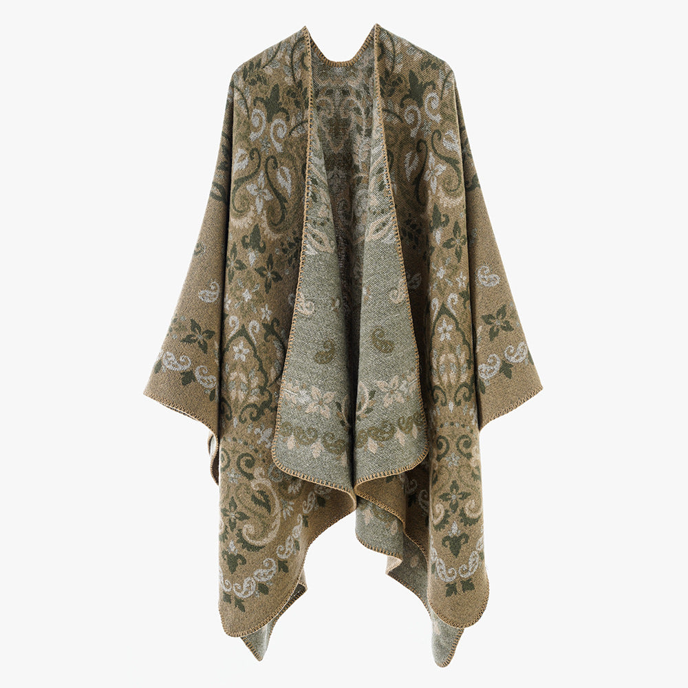 Damen Wendbarer Jacquard-Cape-Überwurf mit ornamentaler Struktur Shop Nory