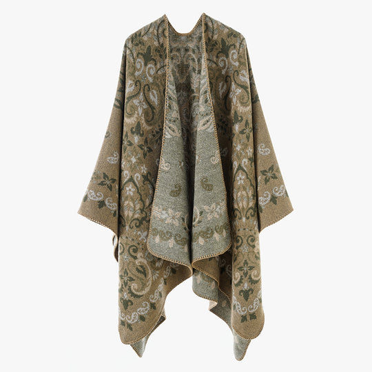 Damen Wendbarer Jacquard-Cape-Überwurf mit ornamentaler Struktur Shop Nory