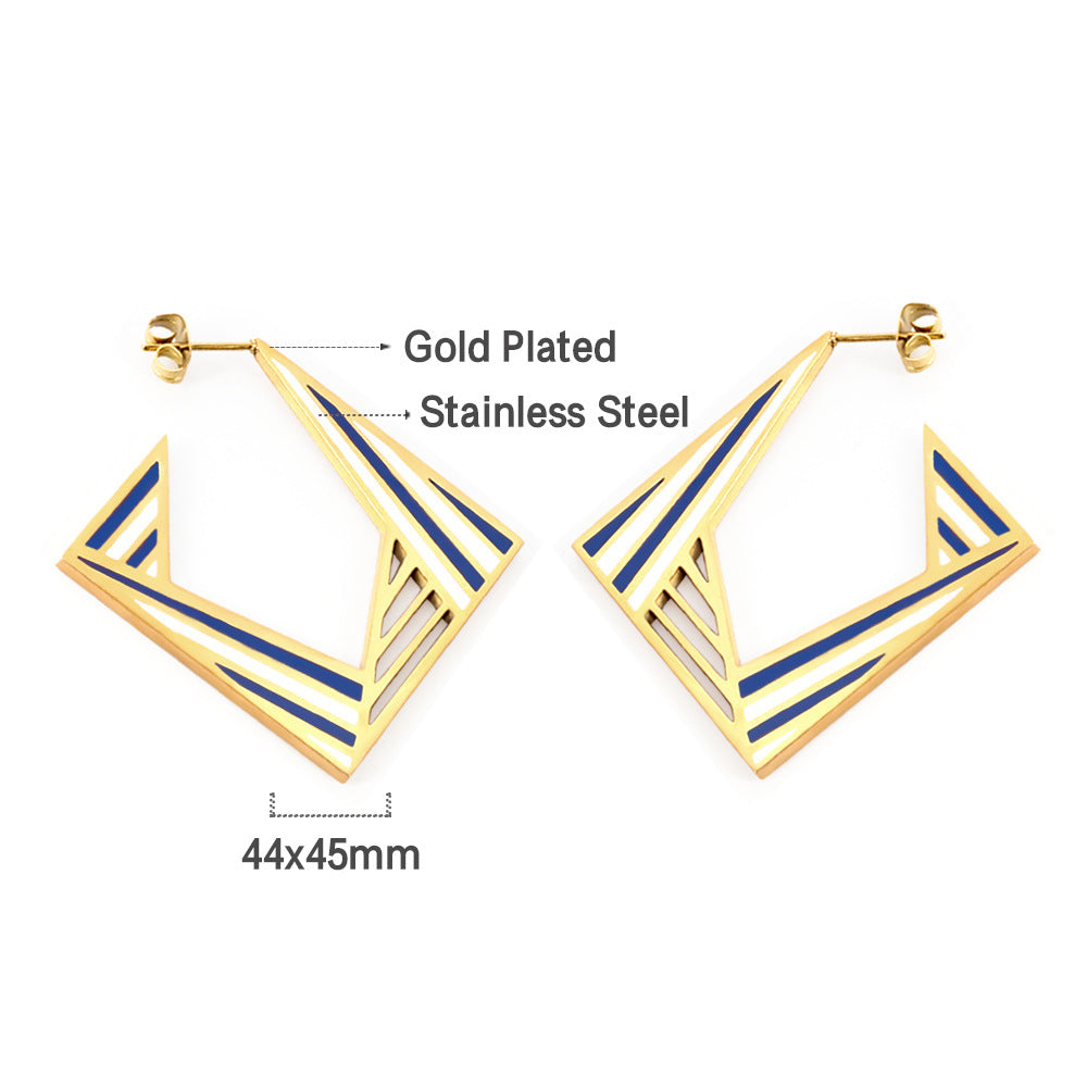 Damen Hängende geometrische Ohrringe aus goldplattiertem Edelstahl Shop Nory