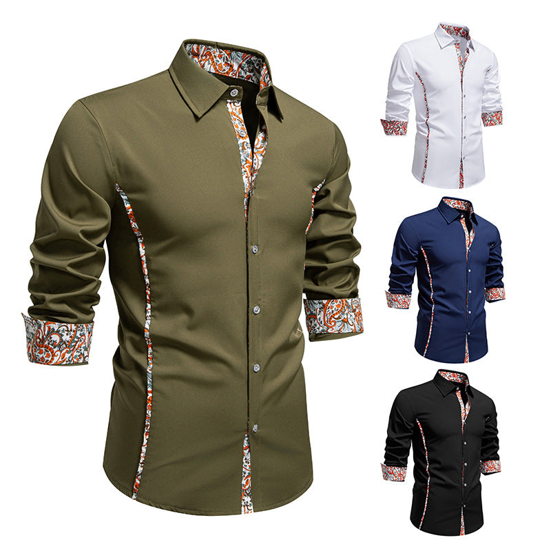 Herren Elegantes tailliertes Business-Hemd mit kontrastierter Innenblende und Paisley-Detail Shop Nory