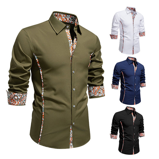 Herren Elegantes tailliertes Business-Hemd mit kontrastierter Innenblende und Paisley-Detail Shop Nory