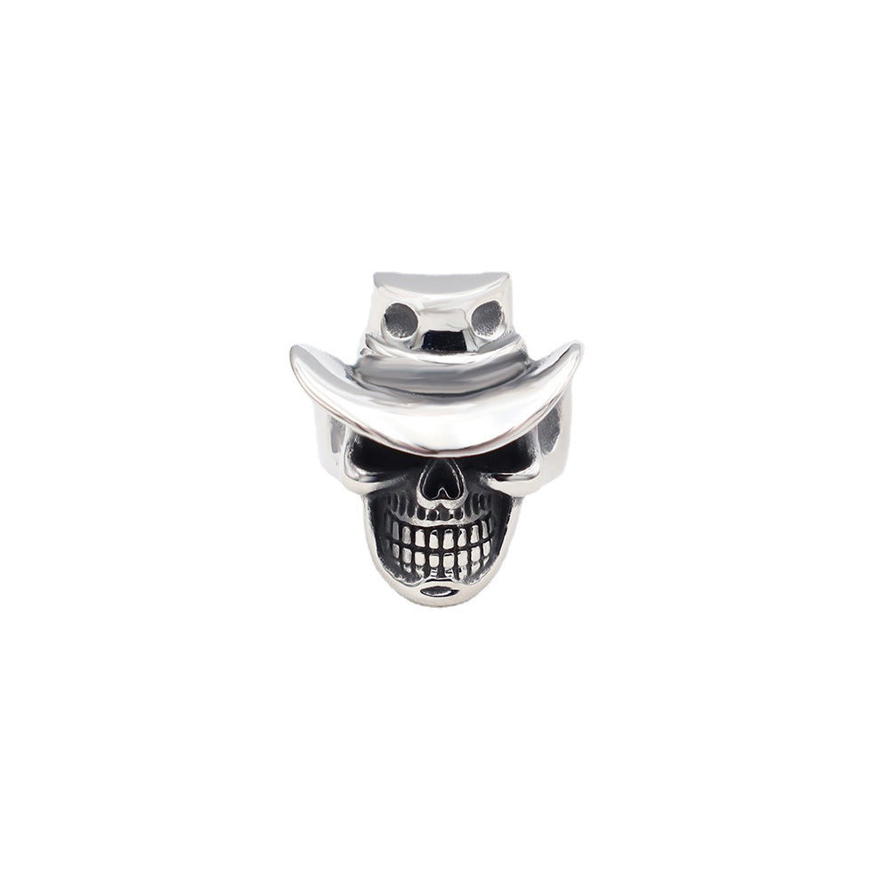 Herrenring mit Totenkopf-Design und Cowboyhut Shop Nory
