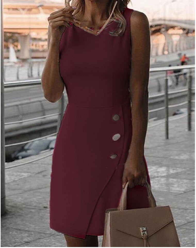 Damen Elegantes Etui-Kleid mit Knopfdetail