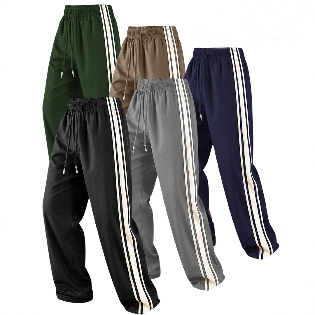 Herren Weite Trainingshose mit elastischem Tunnelzugbund, seitlichem Kontraststreifen & lockerem Baggy‑Schnitt Shop Nory