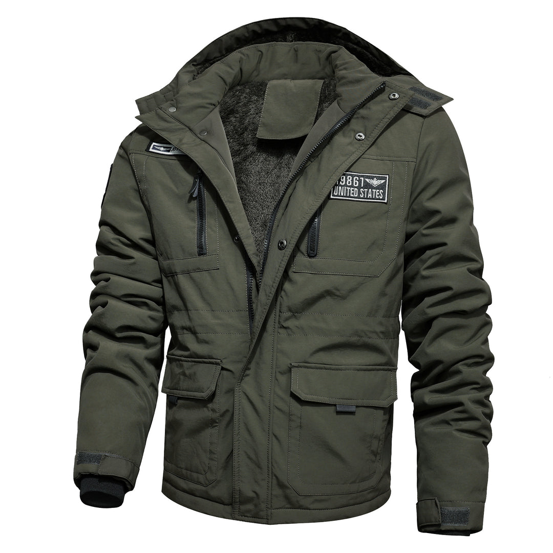 Herren wasserabweisender Utility-Parka mit Teddyfutter, Kapuze und Multifunktionstaschen Shop Nory