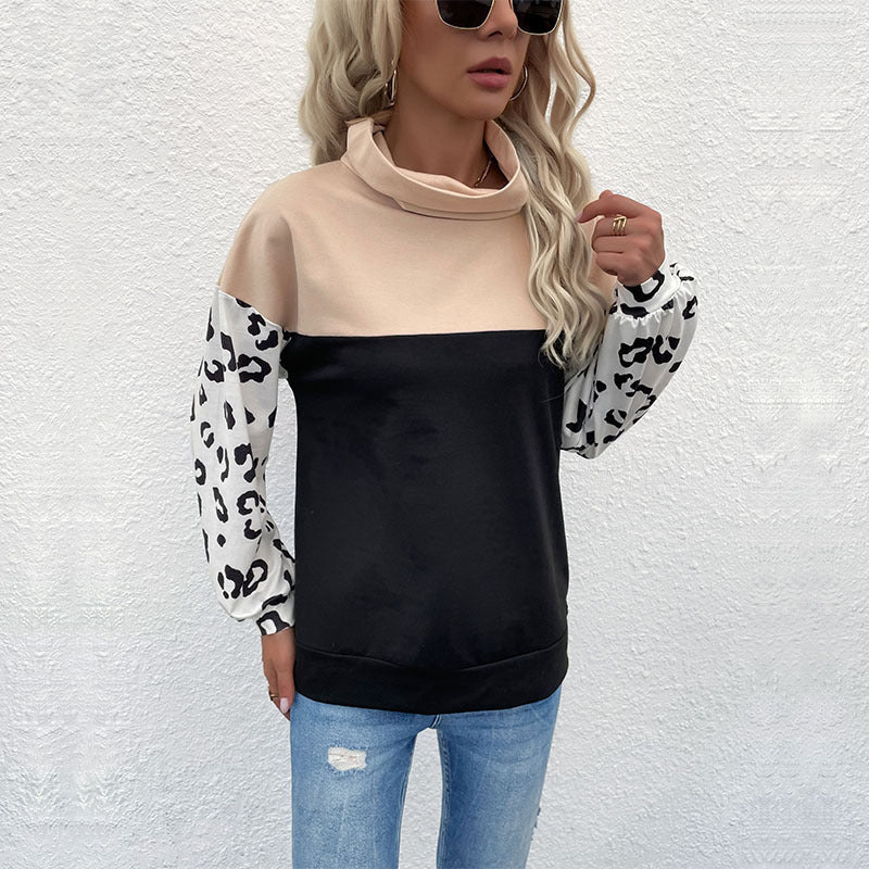 Damen Oversize-Pullover mit Schalkragen, Colourblock und Ballonärmeln Shop Nory