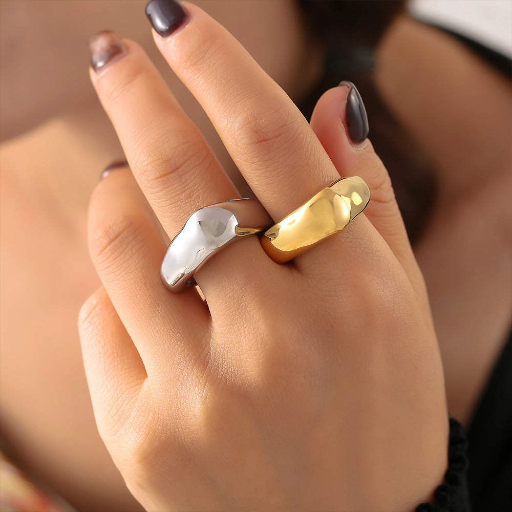 Damen Modischer Ring mit modernem, geschwungenem Design aus Edelstahl Shop Nory