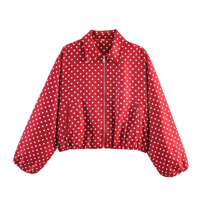 Damen Gekürzte Bomberjacke im Harrington‑Stil mit Ballonärmeln und elastischem Saum Shop Nory