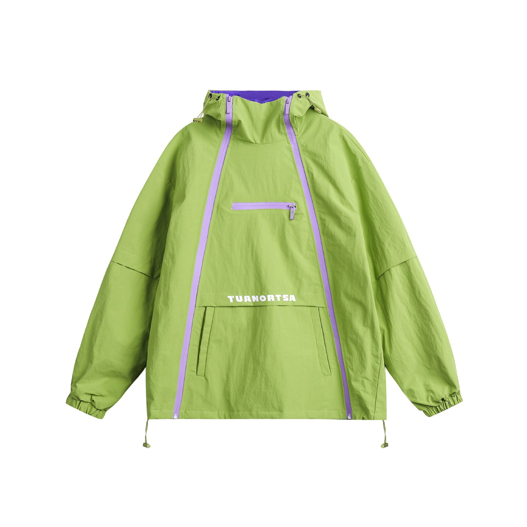 Unisex Technischer Oversize Anorak mit Kapuze, Zipperdetails und Kängurutasche Shop Nory