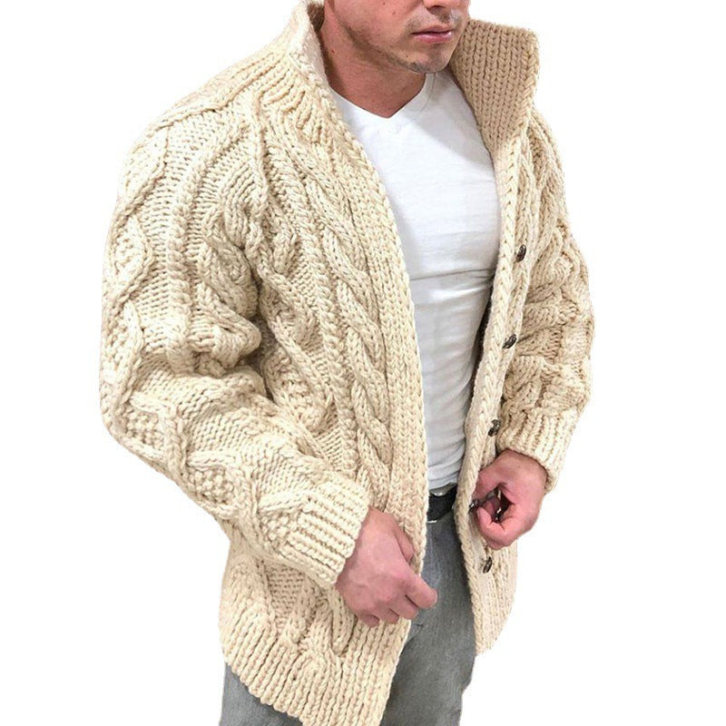 Herren nan Grobstrick Cardigan mit Zopfmuster und Schalkragen Shop Nory