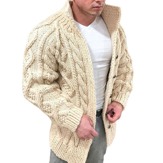 Herren nan Grobstrick Cardigan mit Zopfmuster und Schalkragen Shop Nory