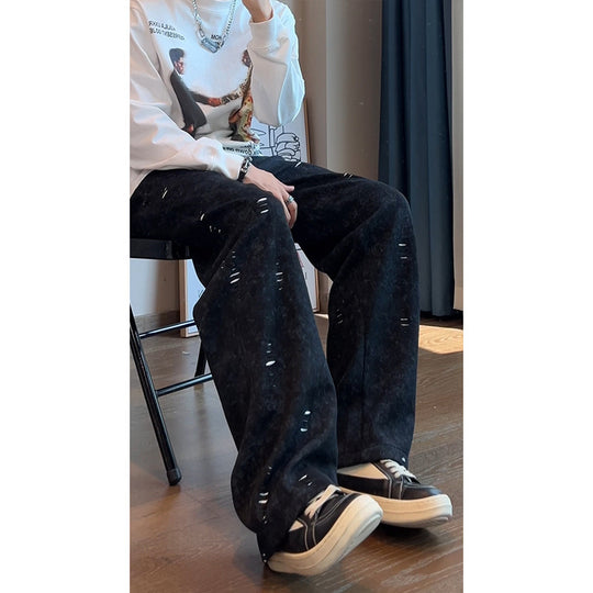 Herren Oversized Cordhose mit Distressed‑Details, weitem Bein und Tunnelzug Shop Nory
